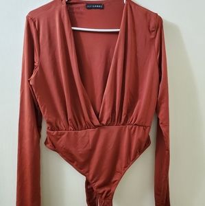 JLuxLabel cognac brown orange longsleeve bodysuit